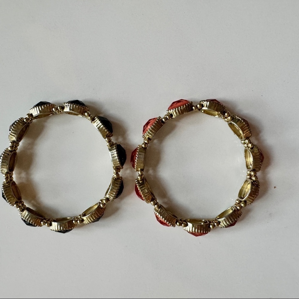 Charming Charlie - Elasticated Bracelets in Navy Blue and Coral - Picture 4 of 5